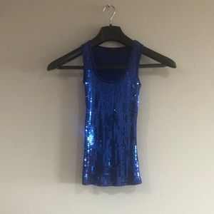 Shiny blue sequin top